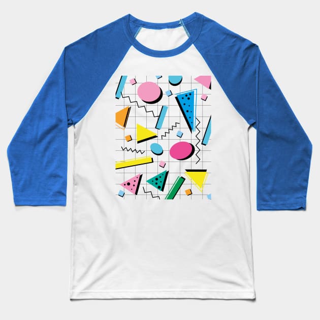 80s retro pattern Baseball T-Shirt by nickemporium1